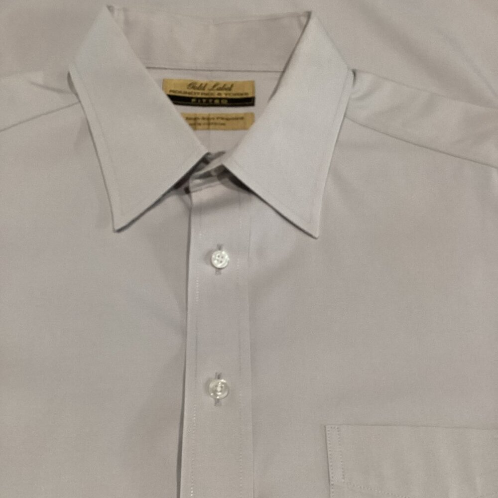 Gray Gold Label Roundtree & Yorke Fitted Pinpoint Cotton Dress Shirt - 16.5"x35"